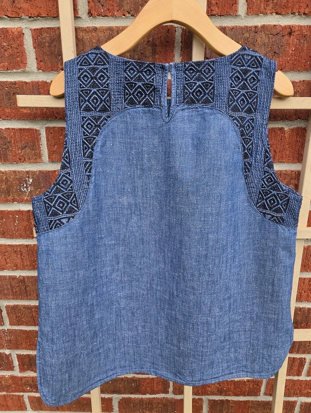 Madewell Blue Textured Design Sleeveless Top Large